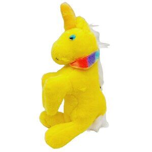Liberty Toys Unicorn Yellow Plush Stuffed Animal White Mane 1986 Korea 12"